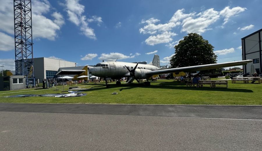 The event aircraft at the Tech Riders Summit on the Euronova Campus in Cologne/Hürth.